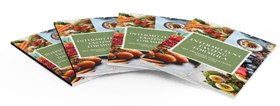 Five copies of a cookbook titled "Intermittent Fasting Formula," arranged in a fanned-out stack. The covers feature images of healthy foods like salads, fruits, and vegetables.